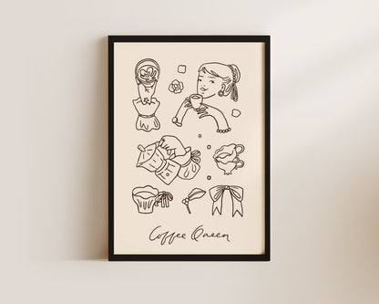 Coffee Queen Dainty Wall Art Print