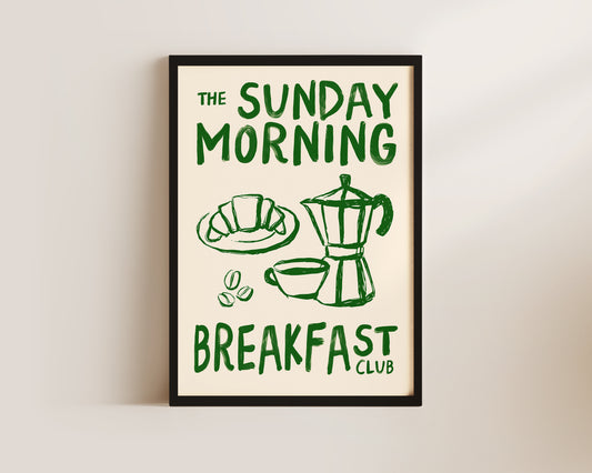 Sunday Morning Breakfast Club In Green Print