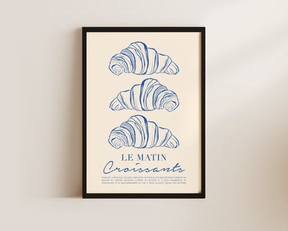 Le Matin Croissant In Blue Wall Art Print