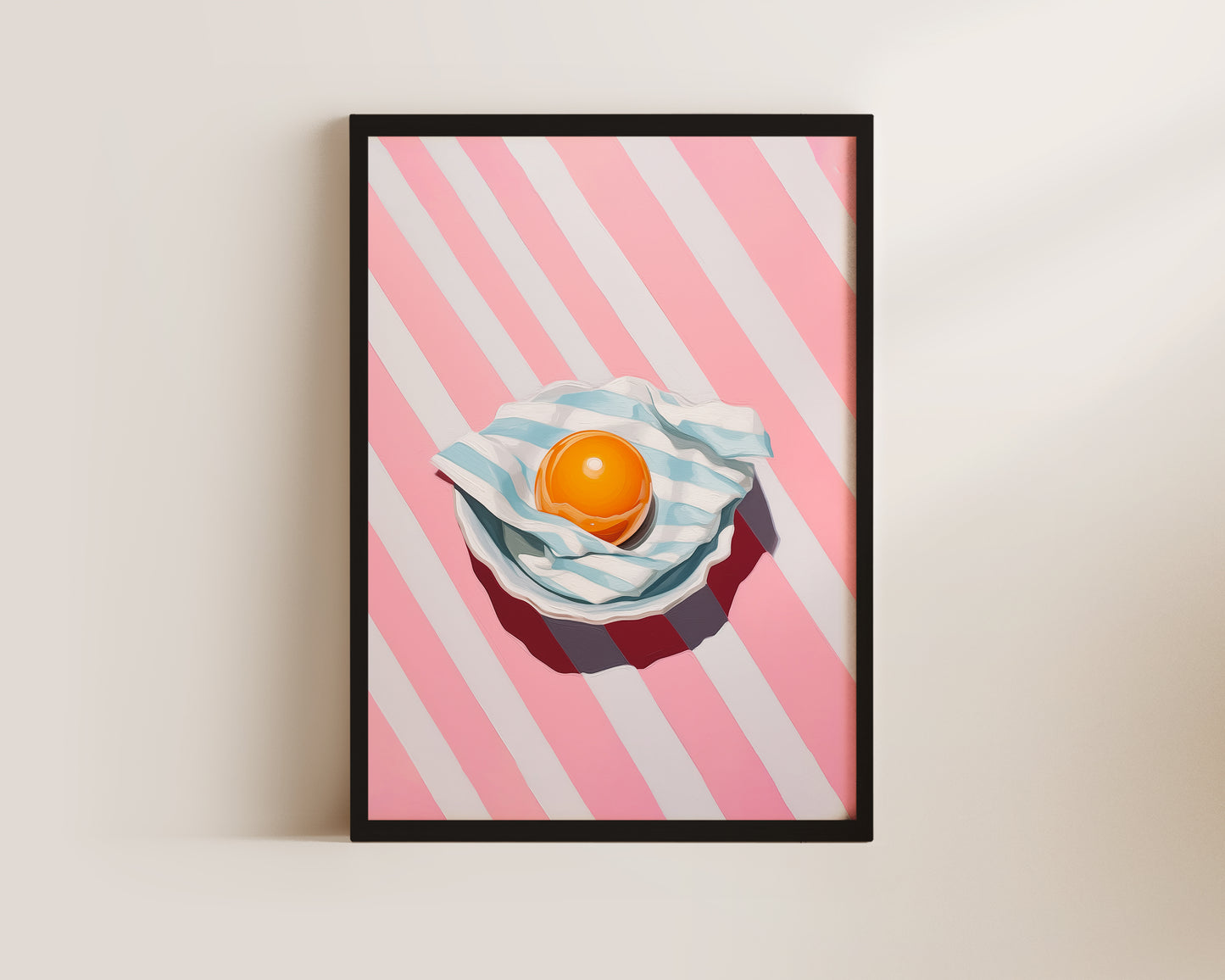 Pink Striped Egg Print