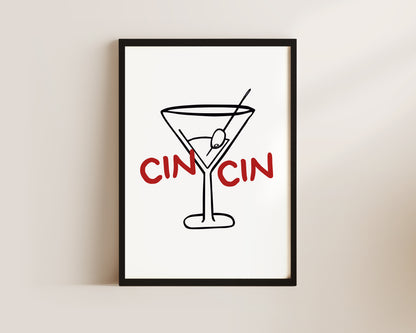 Cin Cin Martini Wall Art Print