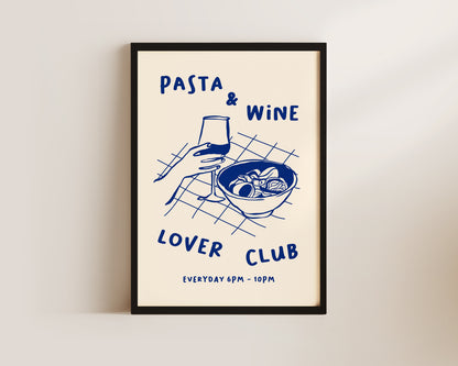 Pasta & Wine Lover Club Wall Art Print