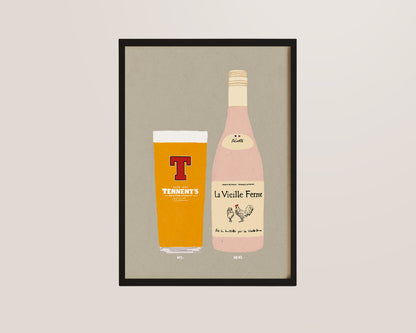 Tennents & Chicken Wine Print