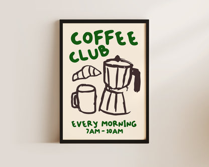 Coffee Club Print In Green