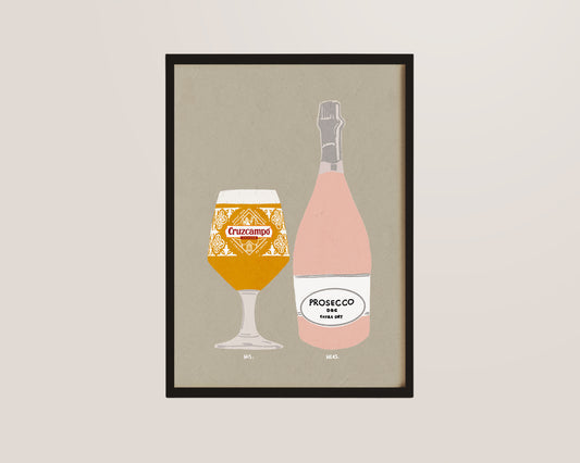 Cruzcampo & Pink Prosecco Print