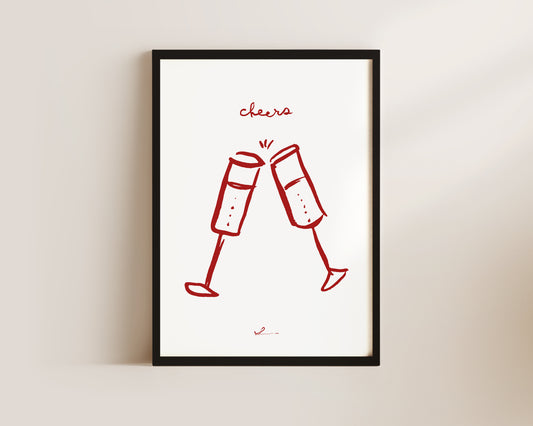 Red Cheers Wine Print