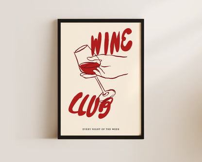 Red Wine Club Wall Art Print