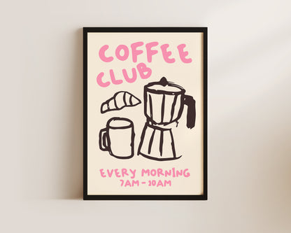 Coffee Club Print In Pink
