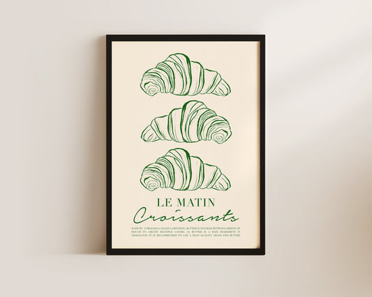 Le Matin Croissant Print In Green