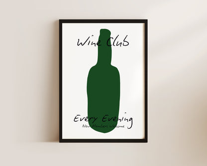 Wine Club Bottle Wall Art Print