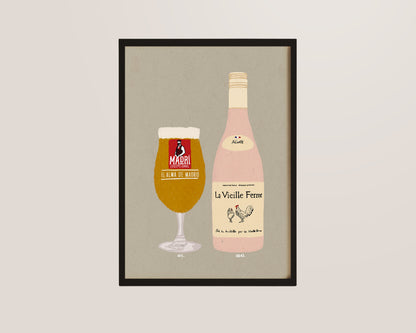 Madri & Chicken Wine Print