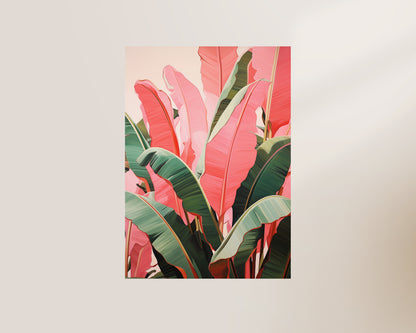 Pink Jungle Leaves Print