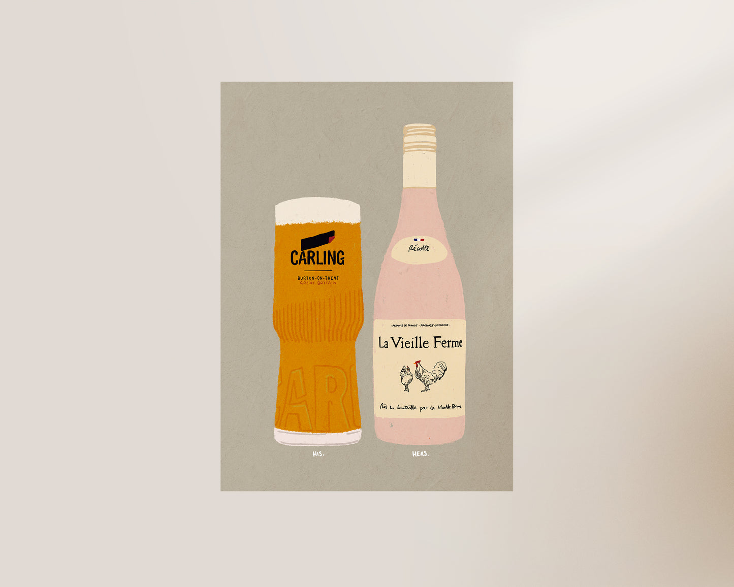 Carling & Chicken Wine Print