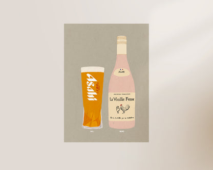 Asahi & Chicken Wine Print