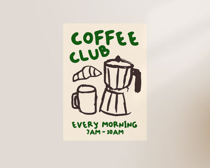 Coffee Club Print In Green