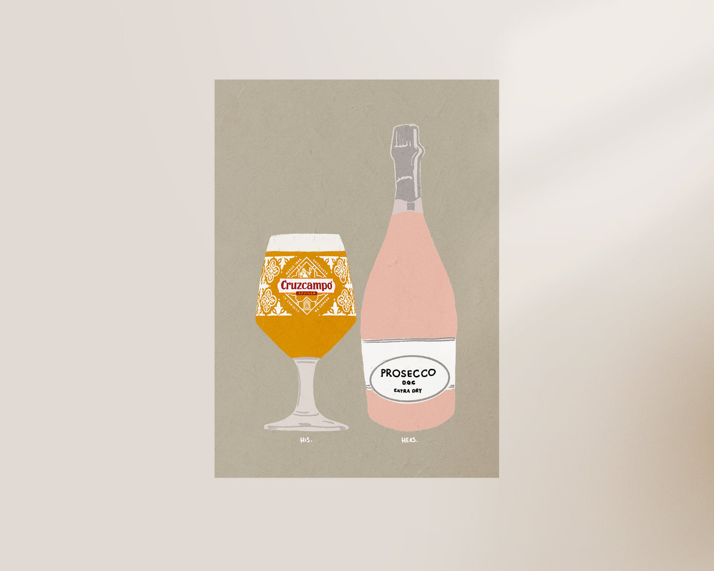 Cruzcampo & Pink Prosecco Print