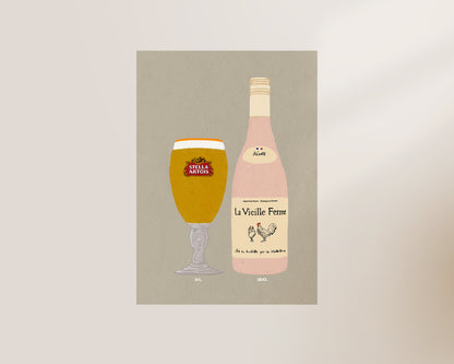 Stella Artois & Chicken Wine Print