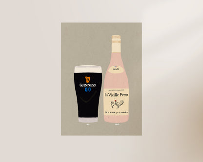 Guinness Zero & Chicken Wine Print