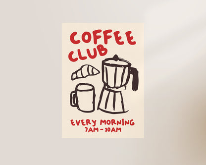 Coffee Club Print In Red
