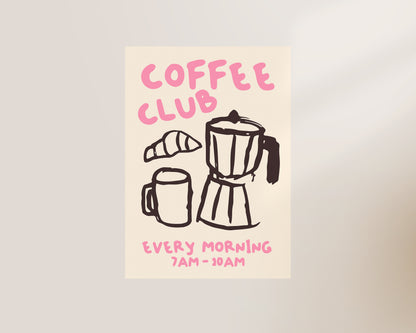 Coffee Club Print In Pink