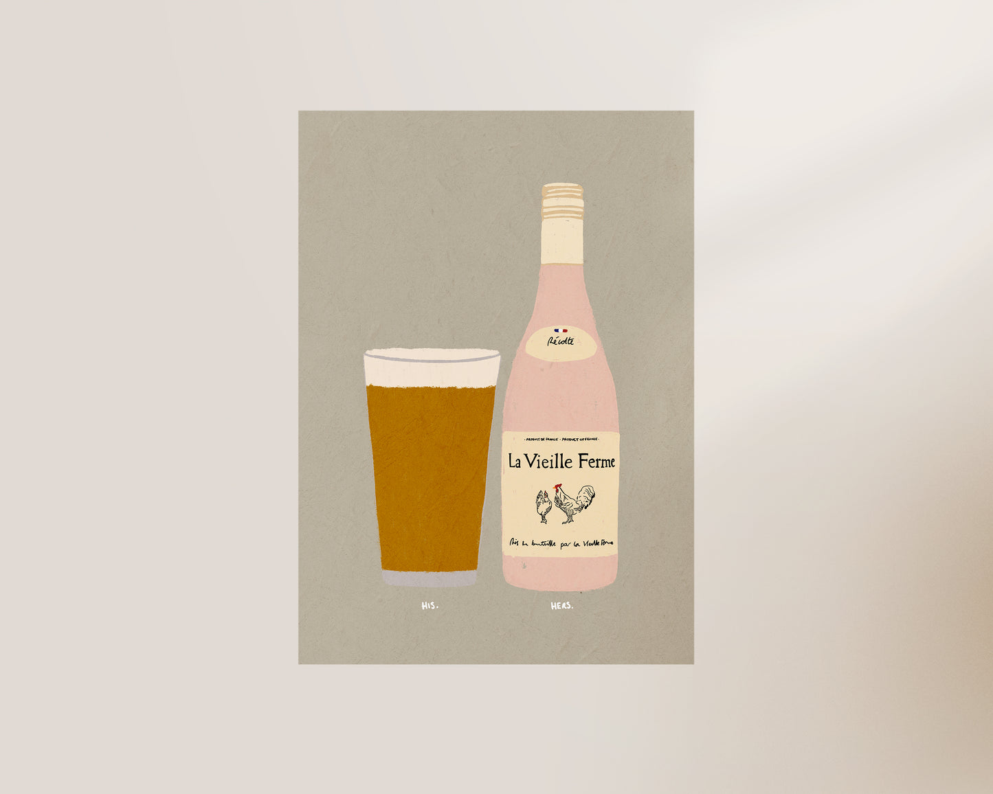 Lager & Chicken Wine Print