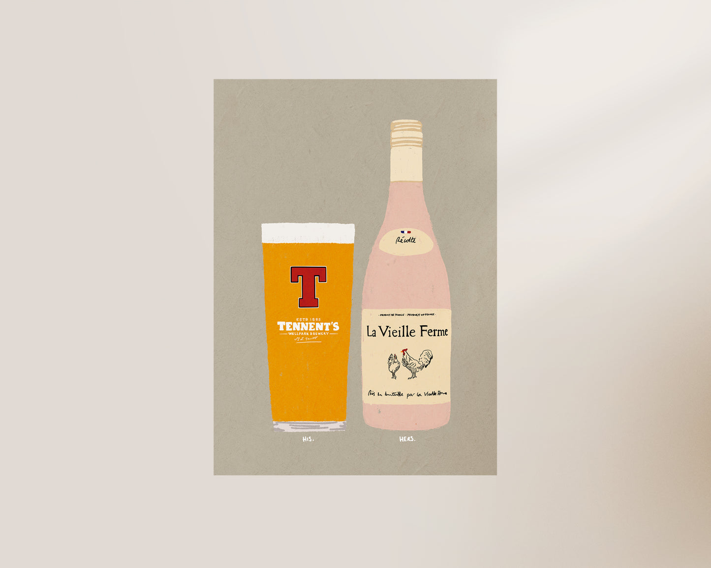 Tennents & Chicken Wine Print