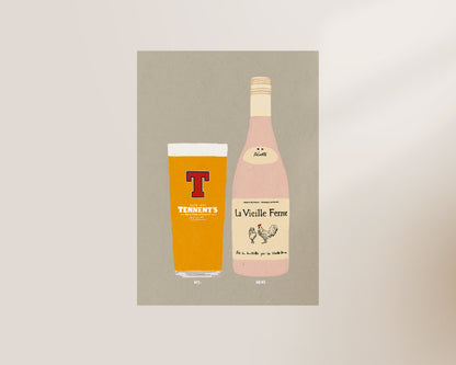 Tennents & Chicken Wine Print