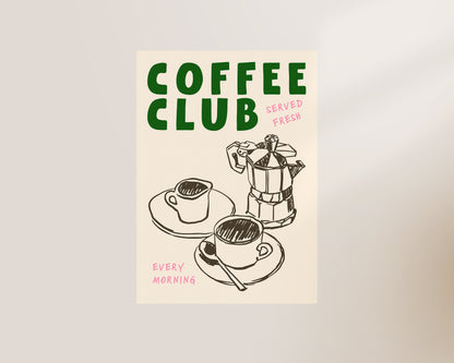 Coffee Club Green Print