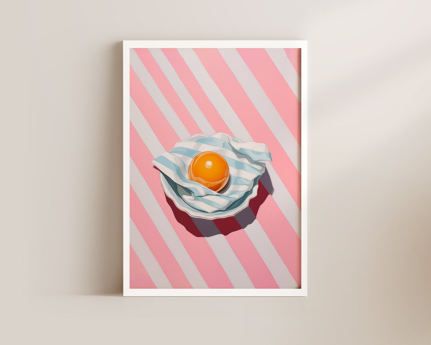 Pink Striped Egg Print