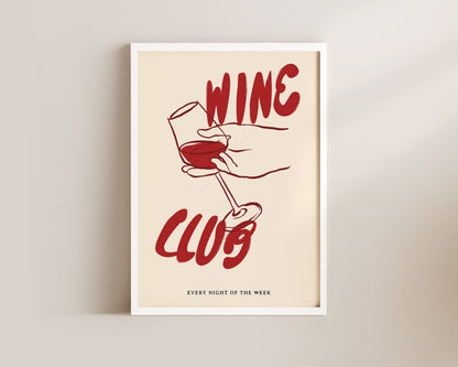 Red Wine Club Wall Art Print