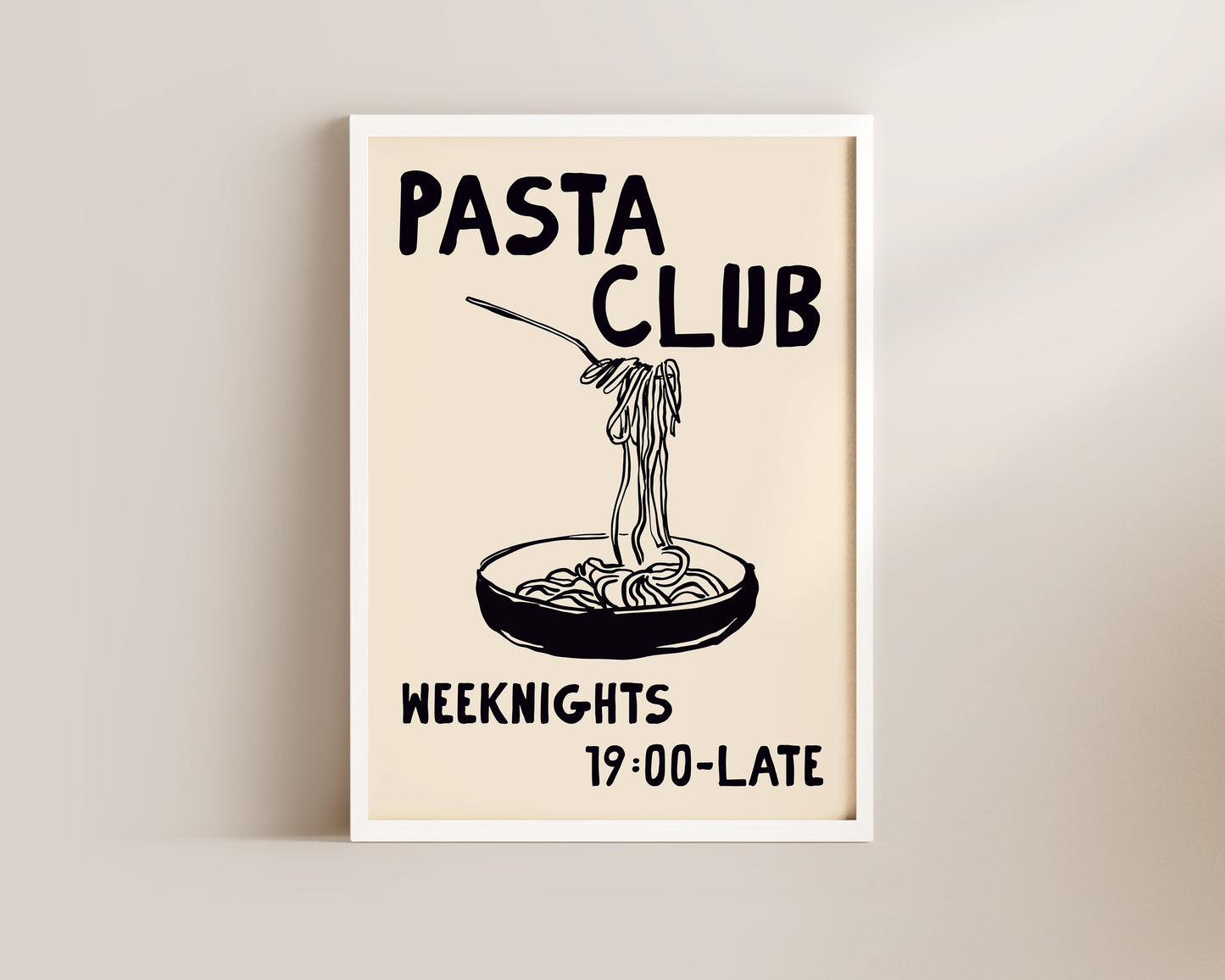 Pasta Club Black Art Print