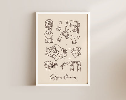 Coffee Queen Dainty Wall Art Print