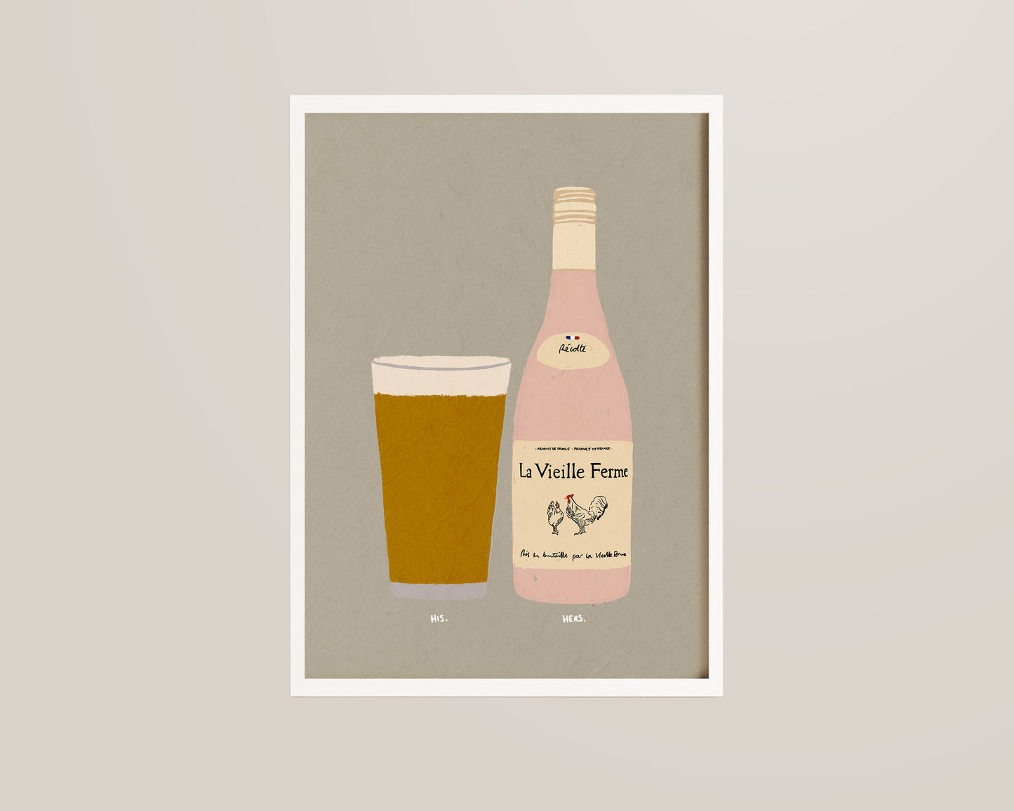 Lager & Chicken Wine Print