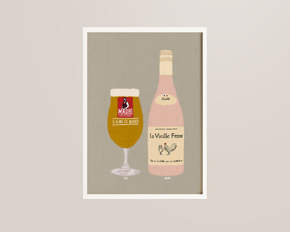 Madri & Chicken Wine Print