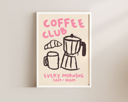 Coffee Club Print In Pink