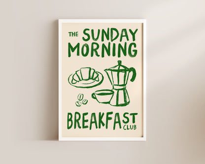 Sunday Morning Breakfast Club In Green Wall Art Print