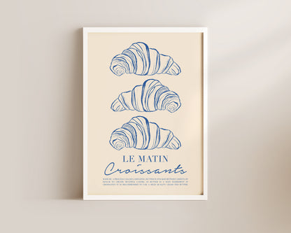 Le Matin Croissant In Blue Wall Art Print