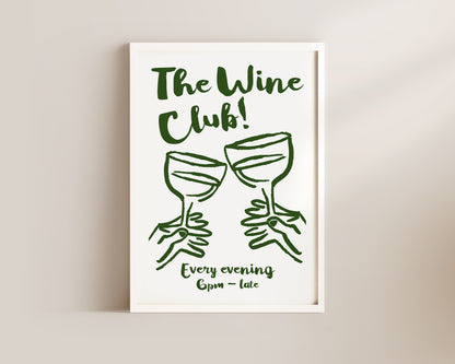 The Wine Club In Green Wall Art Print