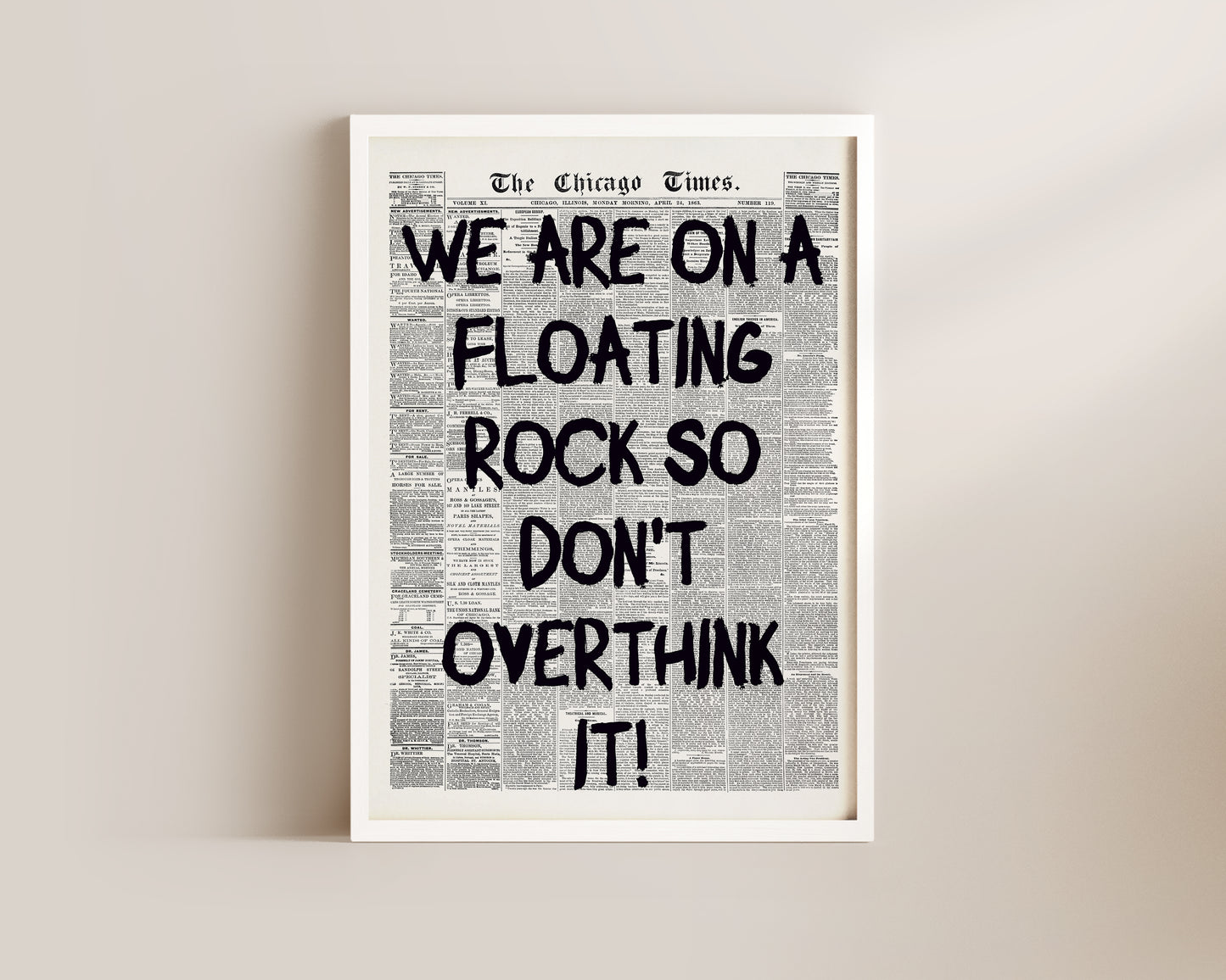 Floating Rock Newspaper Print