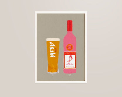 Asahi & White Zinfandel Print