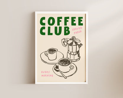 Coffee Club Green Print
