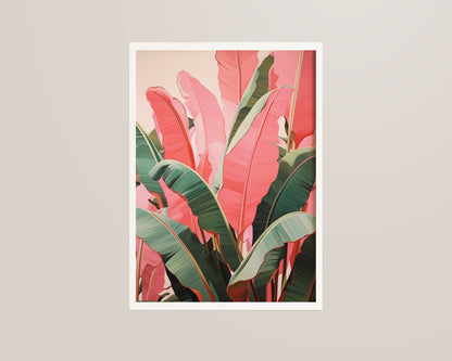 Pink Jungle Leaves Print