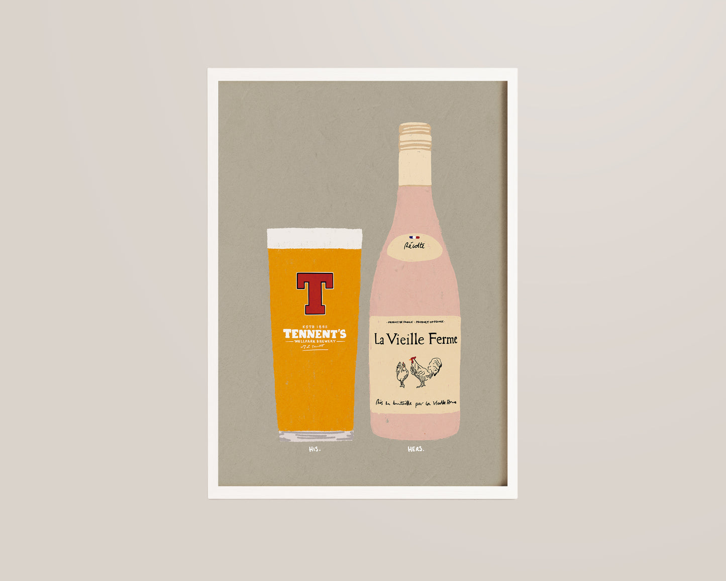 Tennents & Chicken Wine Print