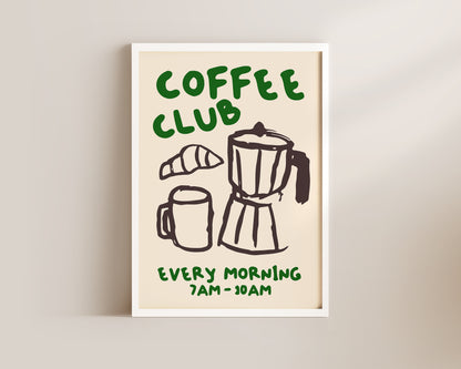 Coffee Club Print In Green