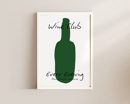 Wine Club Bottle Wall Art Print