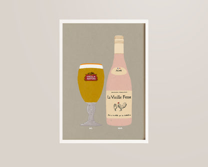 Stella Artois & Chicken Wine Print