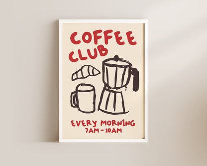 Coffee Club Print In Red