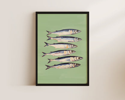 Green Sardines Art Wall Art Print