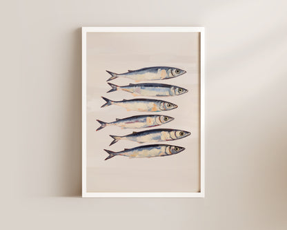 Blush Pink Sardines Art Wall Art Print