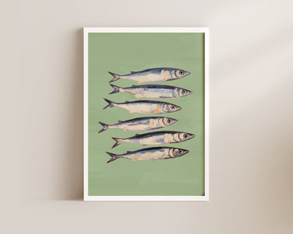 Green Sardines Art Wall Art Print